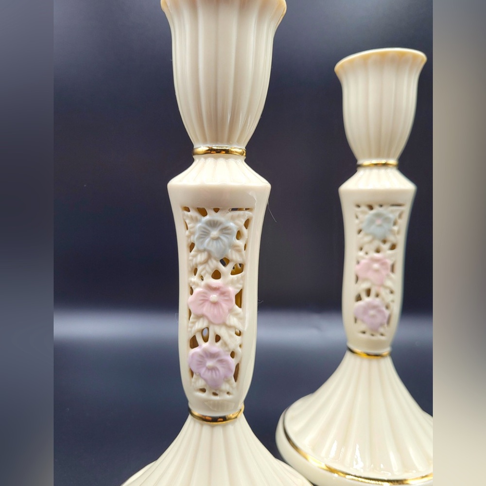 Partylite “Spring Blossom” Vintage Candlestick Pair - New In Boxes